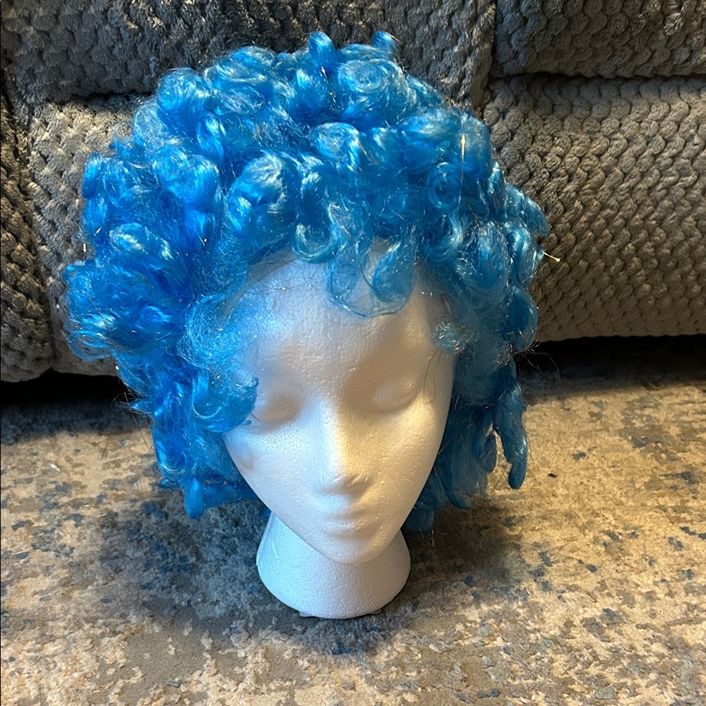 Vibrant Blue Curly Wig